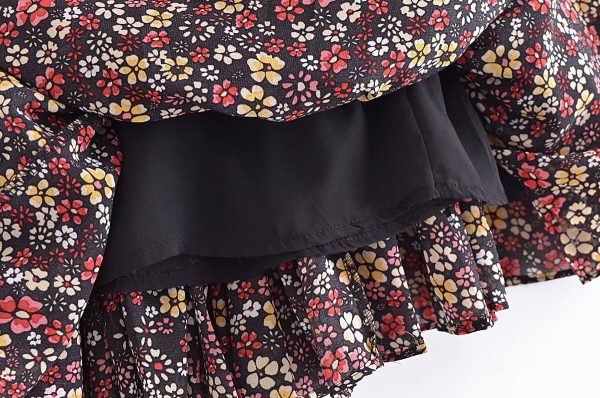 French Floral Printed Tiered Skirt - Image 3