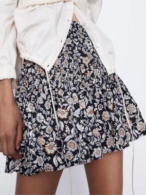 Retro Printed Mini Skirt