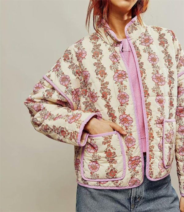 Chic Printed Pocket Winter Cardigan Coat