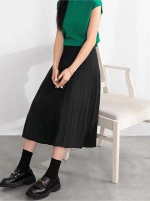 High Waist Knit Pleated Skirt