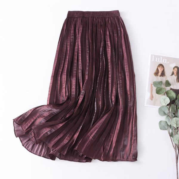 Satin Pleated A-Line Skirt - Image 2