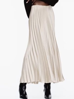 Elegant Silk Satin Pleated Skirt