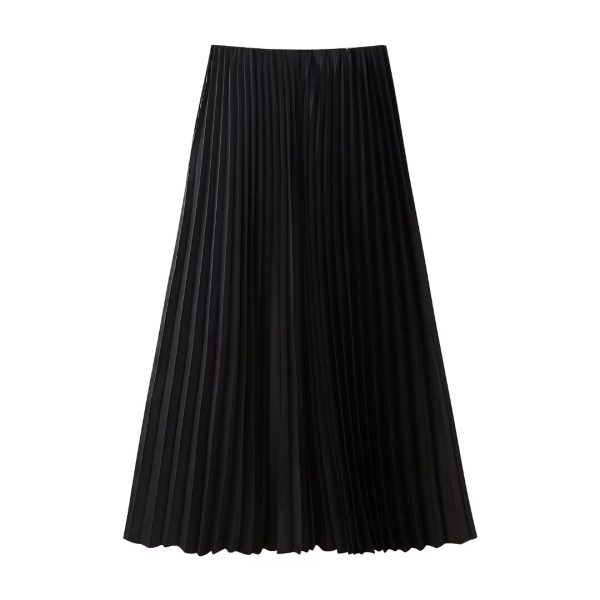 Elegant Silk Satin Pleated Skirt - Image 3