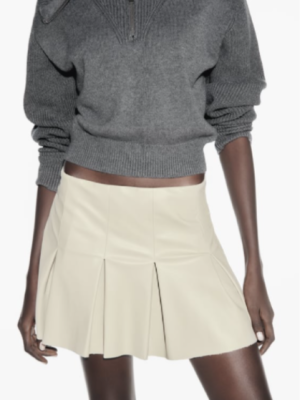 Faux Leather Pleated Mini Skirt