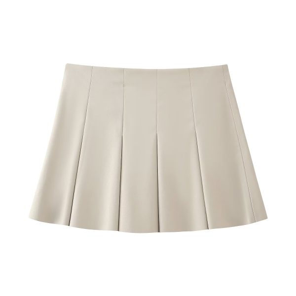 Faux Leather Pleated Mini Skirt - Image 3