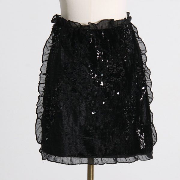 Ruffled Sequin High Waist Skirt