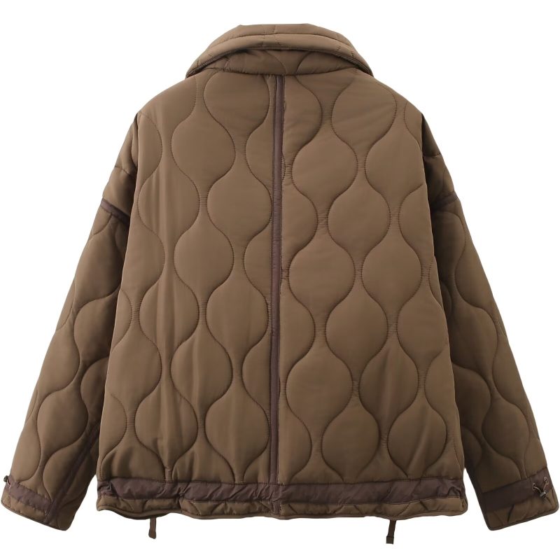 Loose Diamond Lattice Cotton Jacket - Image 2
