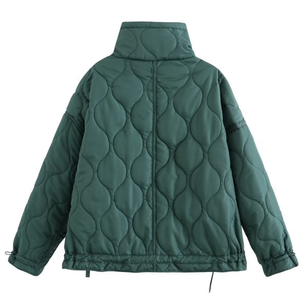 Loose Diamond Lattice Cotton Jacket - Image 3