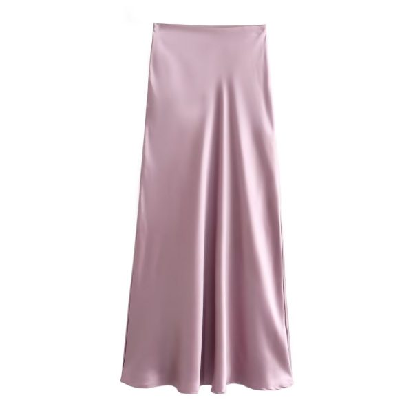 Acetate Satin Zipper Skirt