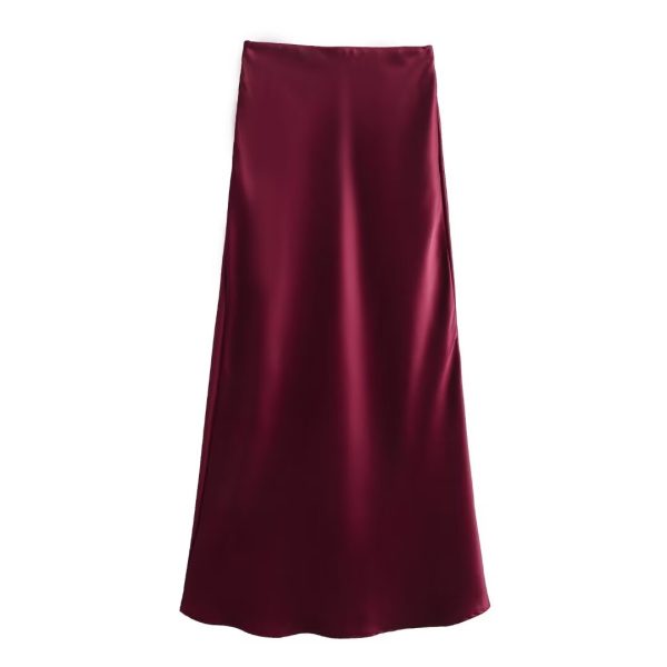 Acetate Satin Zipper Skirt - Image 3