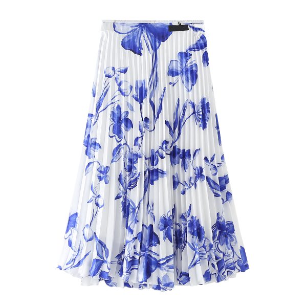 Floral Pleated Office Skirt