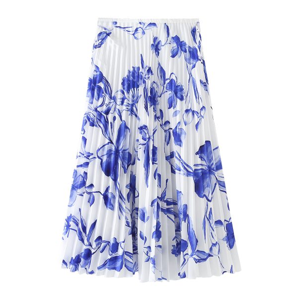 Floral Pleated Office Skirt - Image 2