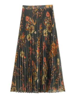 Vintage Printed Pleated Skirt