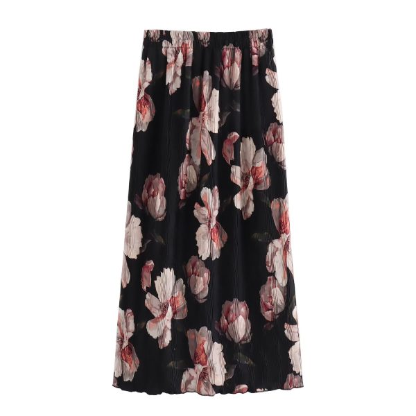 Vintage Floral Slit Skirt