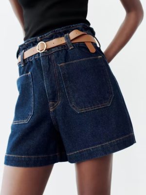 Women’s Baggy Denim Shorts with Belt