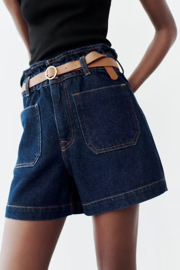 Women's Baggy Denim Shorts with Belt