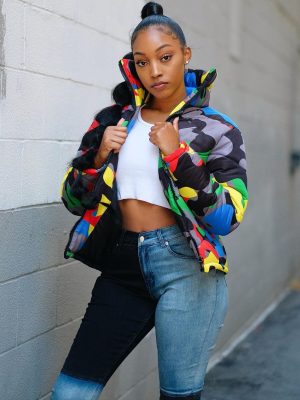 Colorful Camo Puffer Jacket