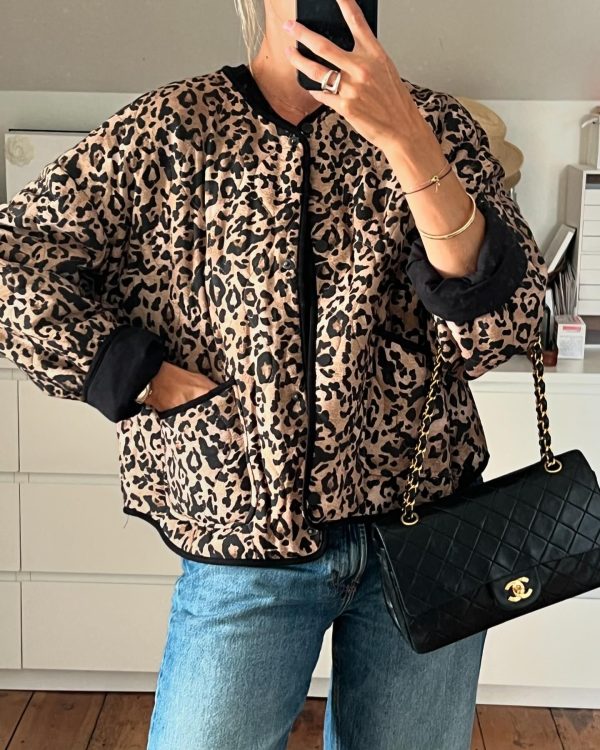 Vintage Animal Print Padded Jacket