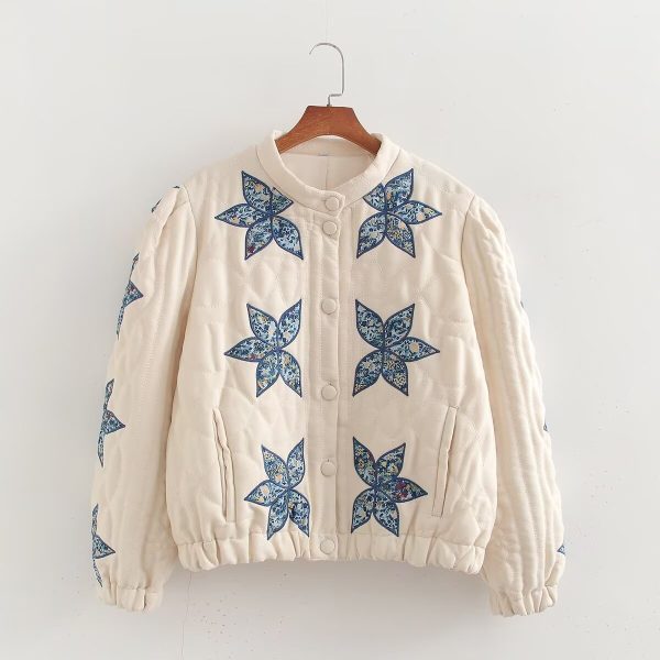 Stylish Quilted Embroidered Jacket - Image 3