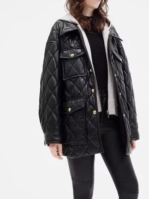 Stylish Faux Leather Cotton Jacket