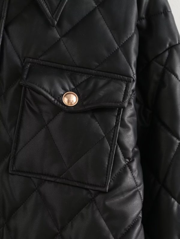 Stylish Faux Leather Cotton Jacket - Image 4