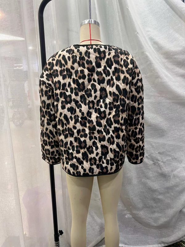 Animal Print Contrast Cotton Coat - Image 2