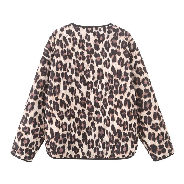 Animal Print Contrast Cotton Coat - Image 3