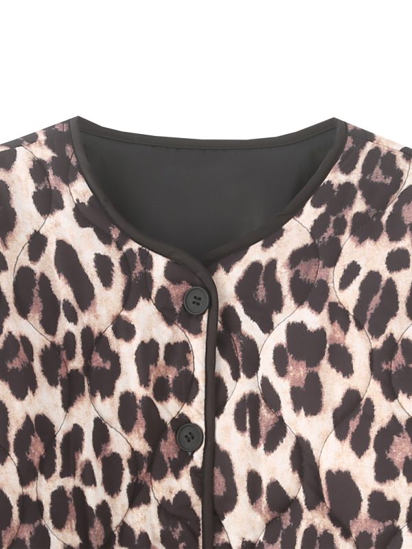 Animal Print Contrast Cotton Coat - Image 4