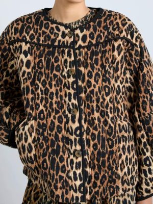 Trendy Leopard Print Multi-Buckle Autumn Coat