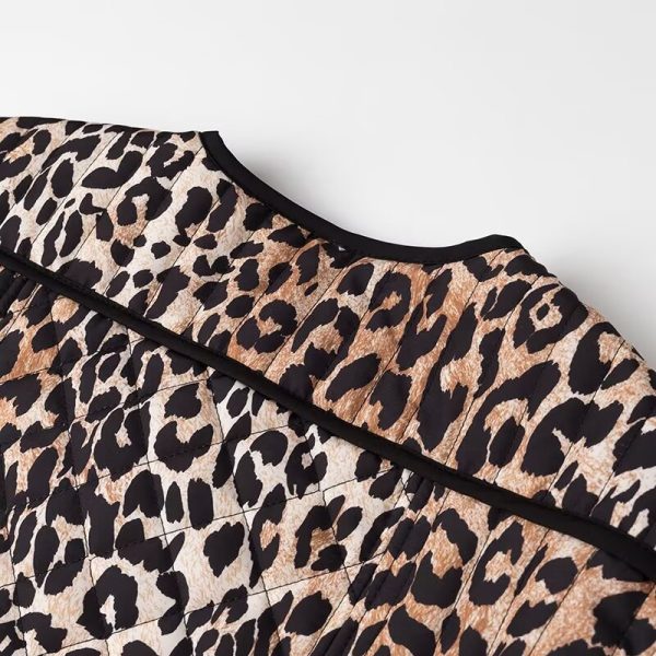 Trendy Leopard Print Multi-Buckle Autumn Coat - Image 3