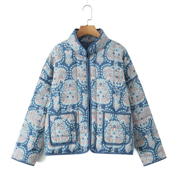 Loose Quilted Floral Padded Coat - Image 3