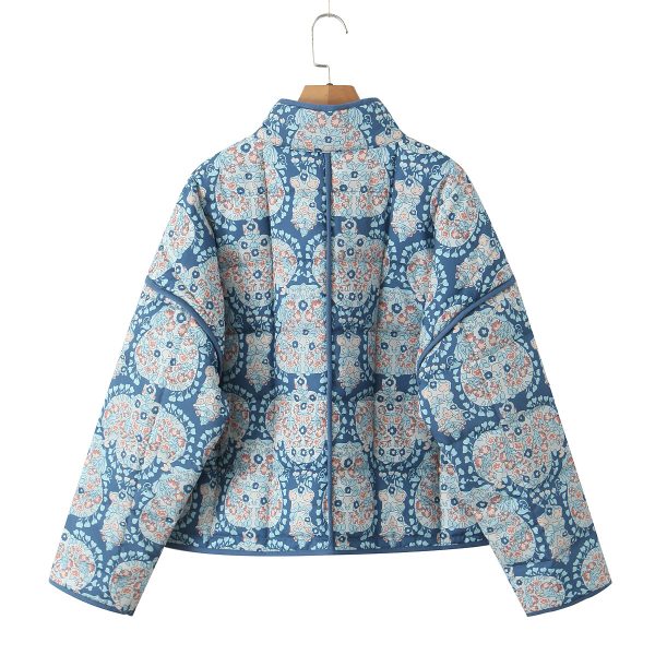 Loose Quilted Floral Padded Coat - Image 4