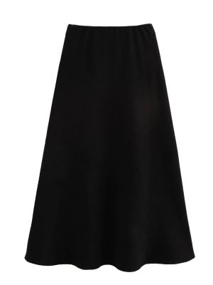 Oblique Cut Elastic Waist Skirt