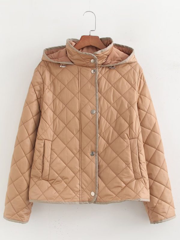 Plaid Quilted Hooded Cotton Jacket