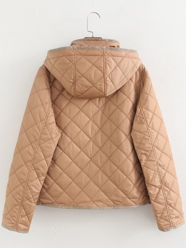 Plaid Quilted Hooded Cotton Jacket - Image 2