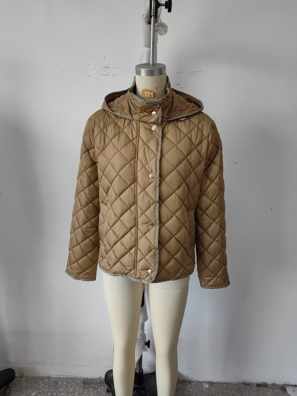 Plaid Quilted Hooded Cotton Jacket - Image 4