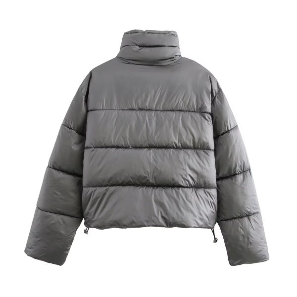 Winter Silver Glossy Cotton Jacket - Image 2