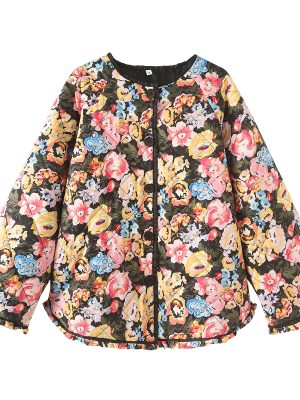 Printed Contrast Color Padded Coat