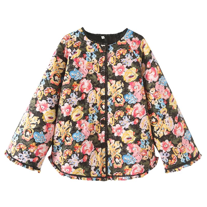 Printed Contrast Color Padded Coat