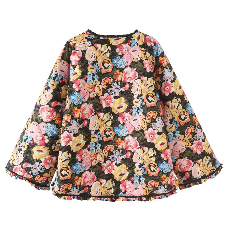 Printed Contrast Color Padded Coat - Image 2