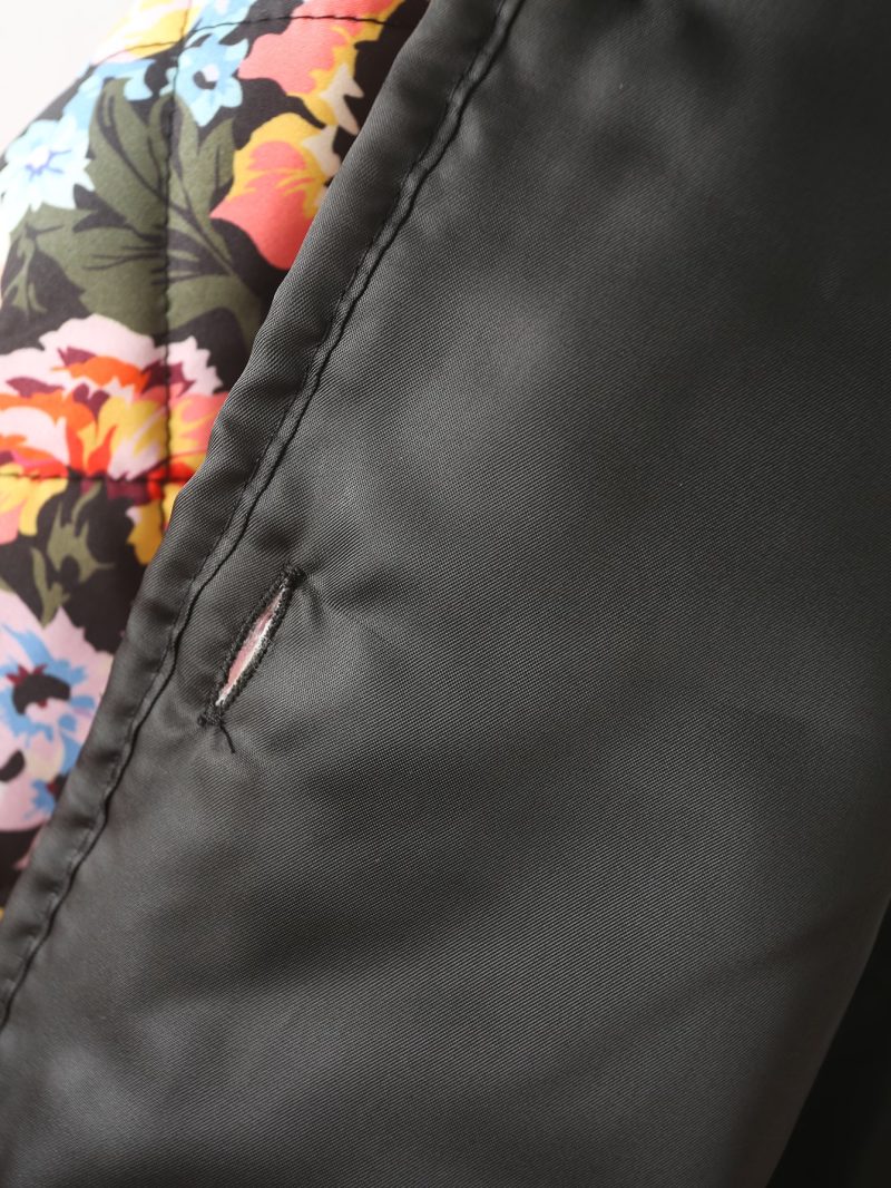 Printed Contrast Color Padded Coat - Image 4