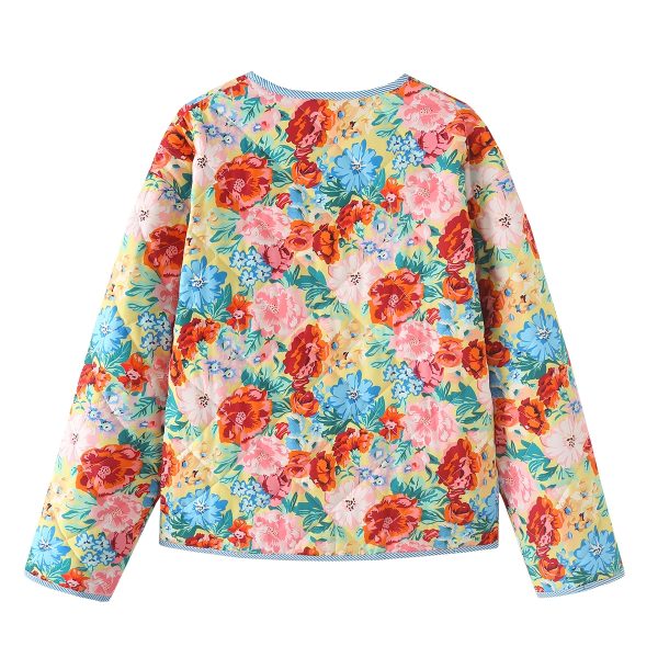 Contrast Color Floral Cotton Puffer - Image 2