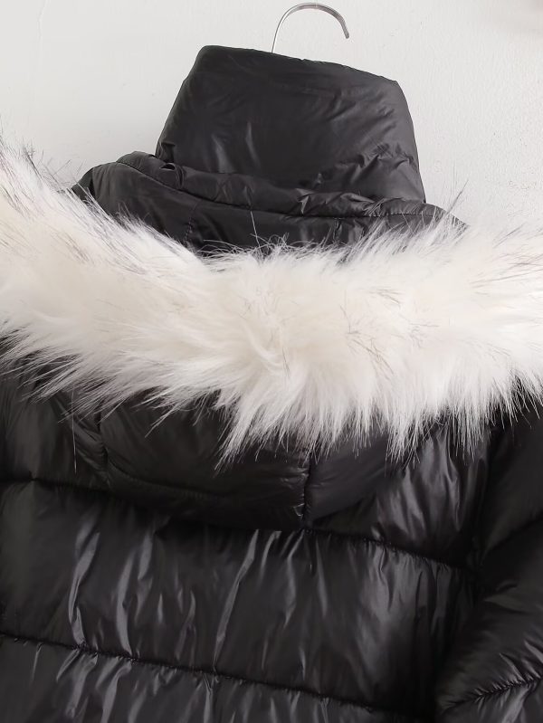 Long Fur Collar Cotton Coat - Image 3