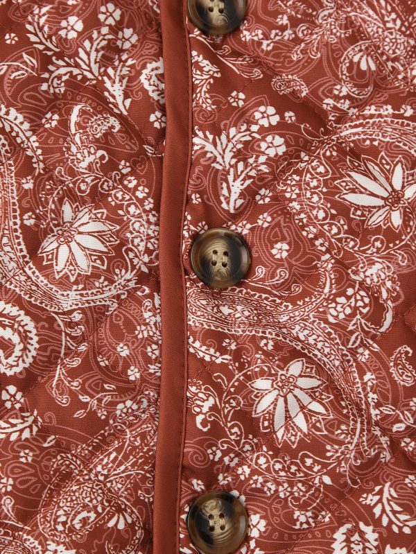 Floral Stand Collar Cotton Coat - Image 3