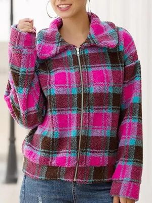 Women’s Short Plaid Wool Coat