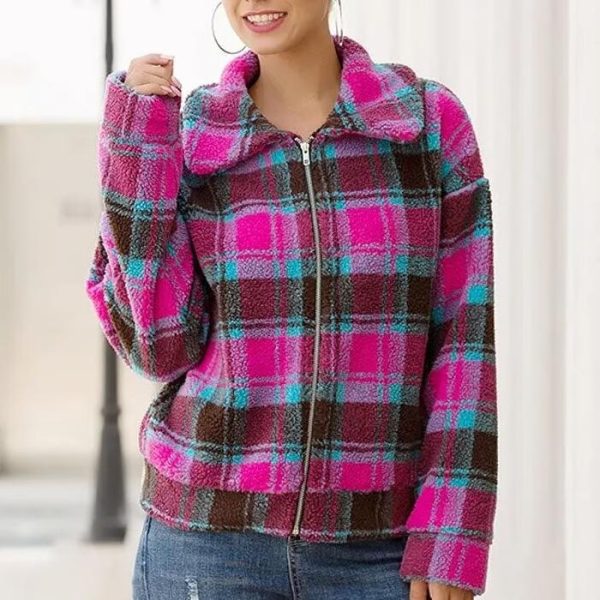 Women's Short Plaid Wool Coat