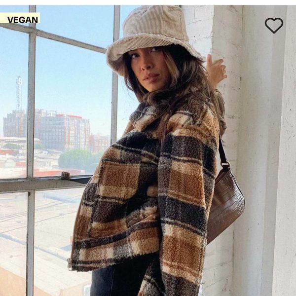 Women's Short Plaid Wool Coat - Image 2