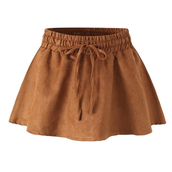 Retro Suede Lace-Up Skirt