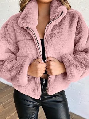 Women’s Zipper Plush Cardigan