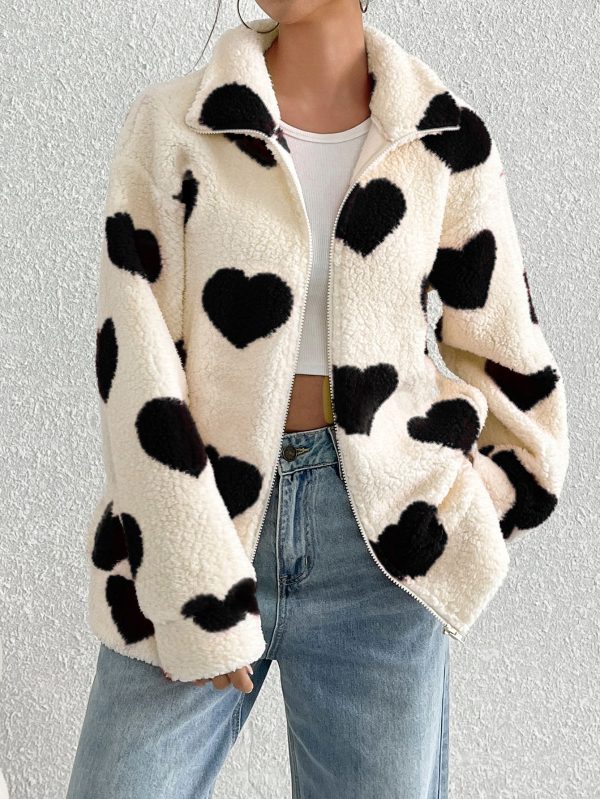 Women's Velvet Heart Print Cardigan - Image 3